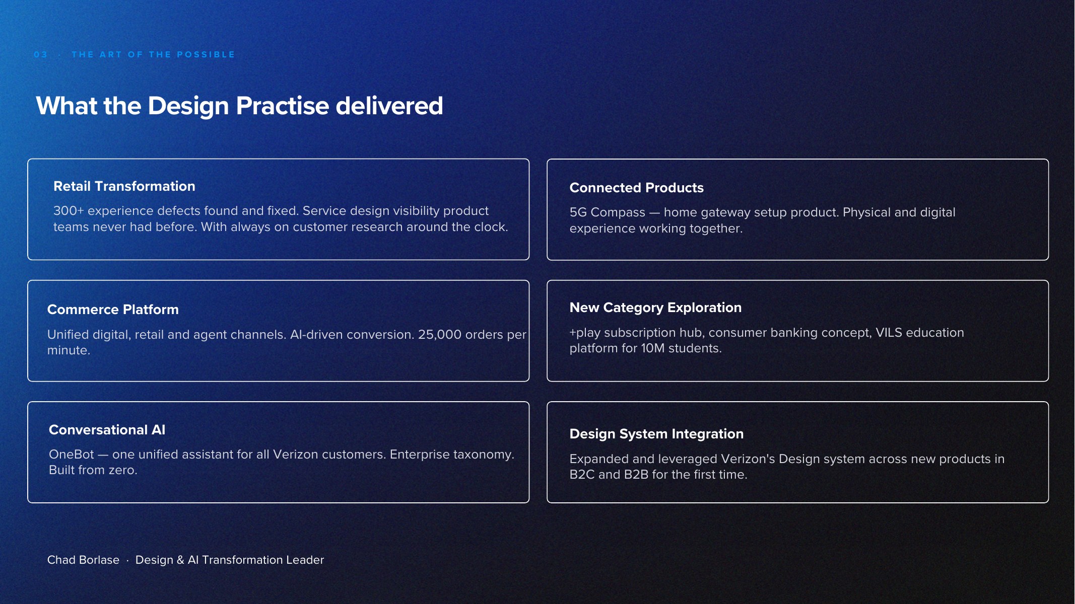 Scaling Verizon Design work to $25M. deck page 4