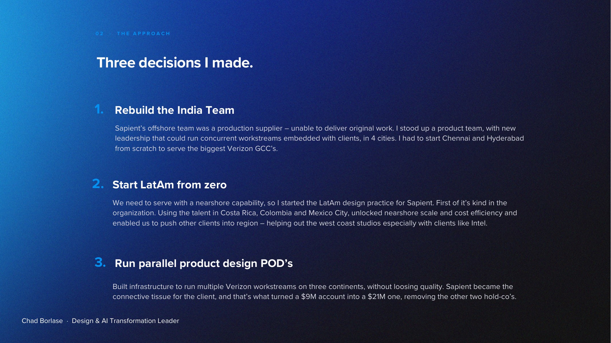 Scaling Verizon Design work to $25M. deck page 3